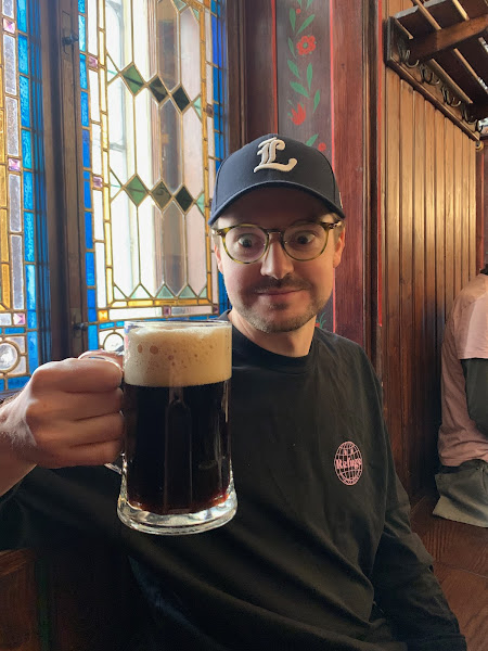 man and beer and excitement