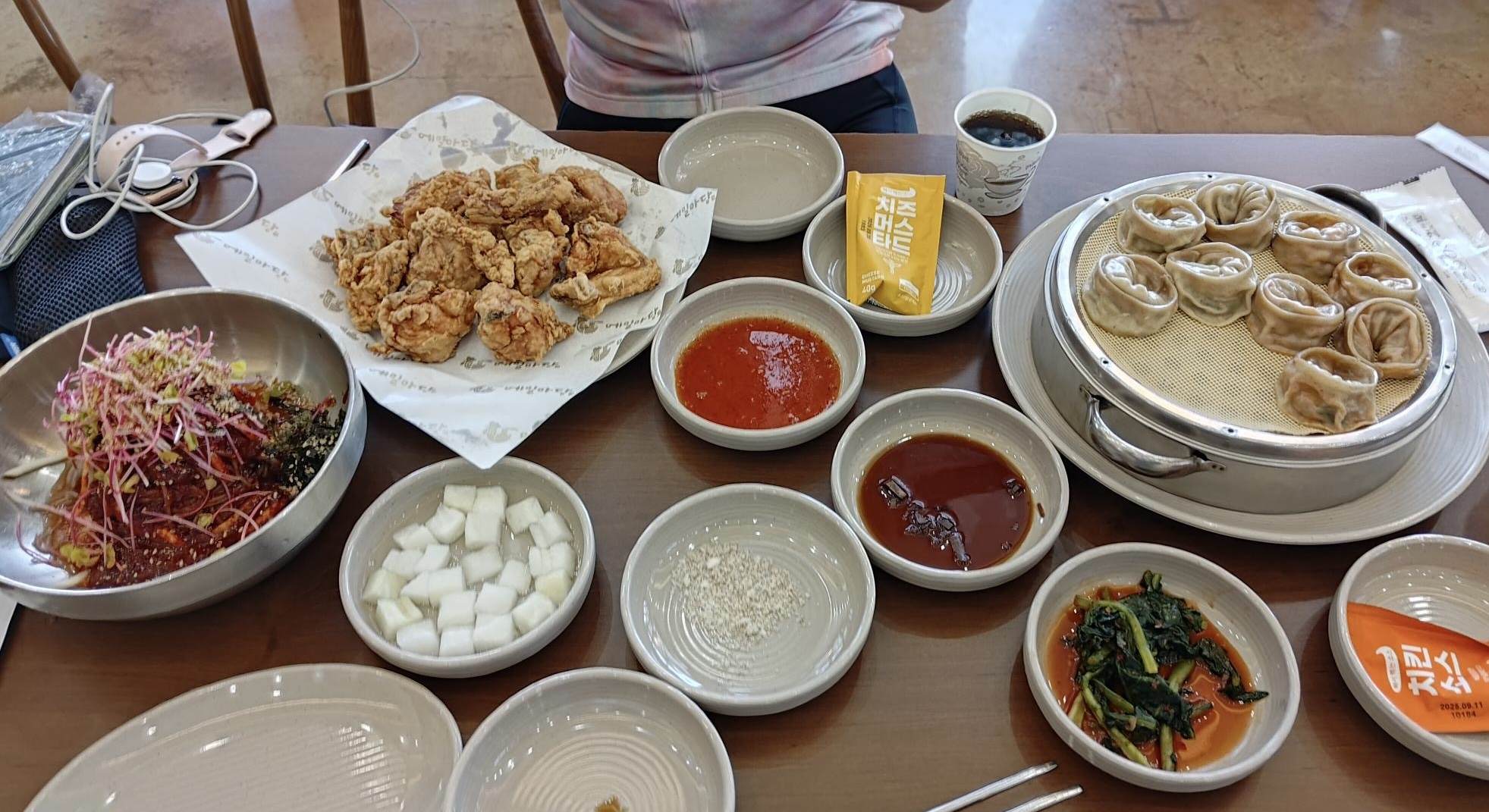 cold noodles and juicy dumps     AND chicken
