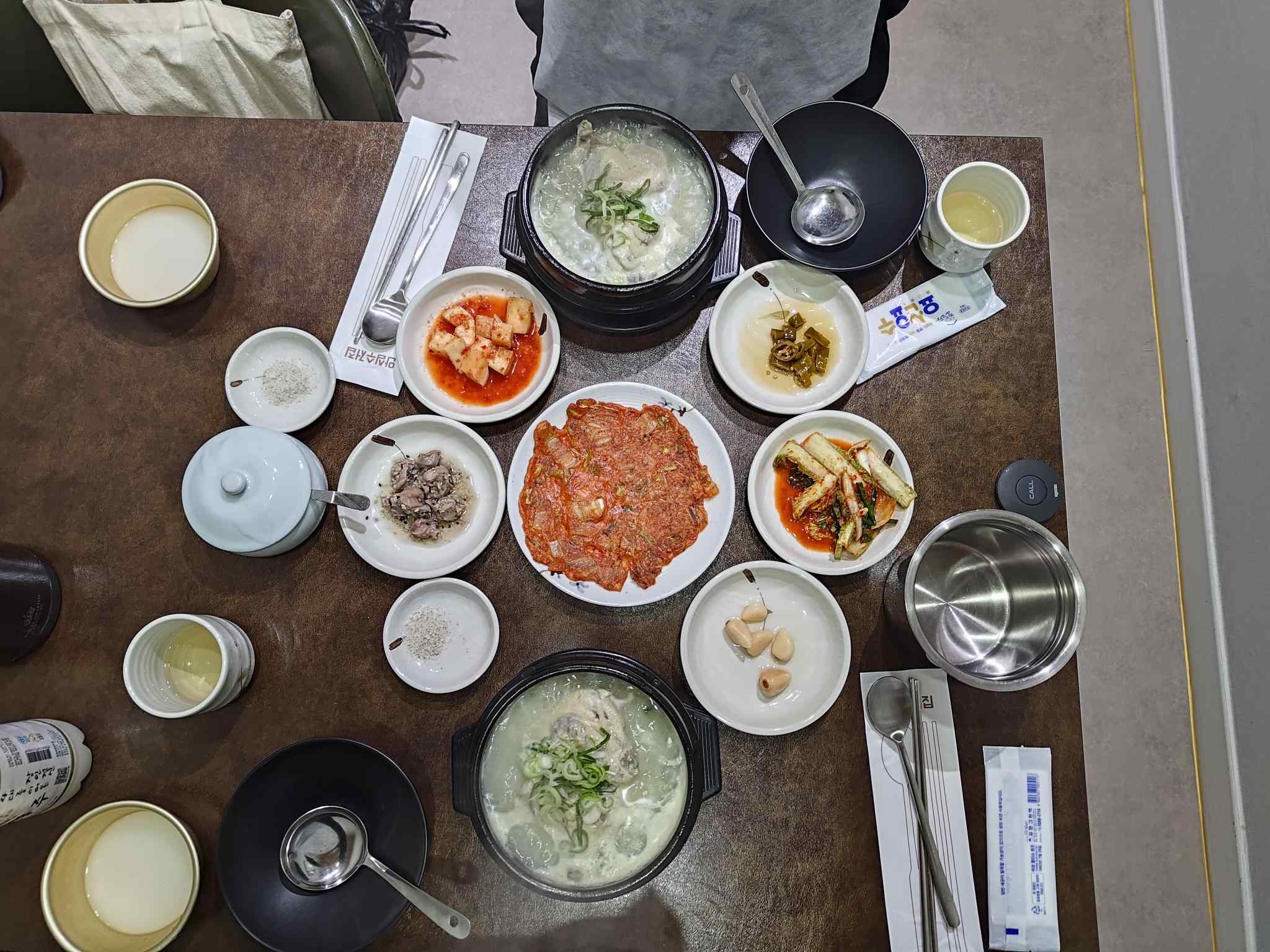 chicken stew with lots of banchan