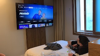 chilling in a hotel room